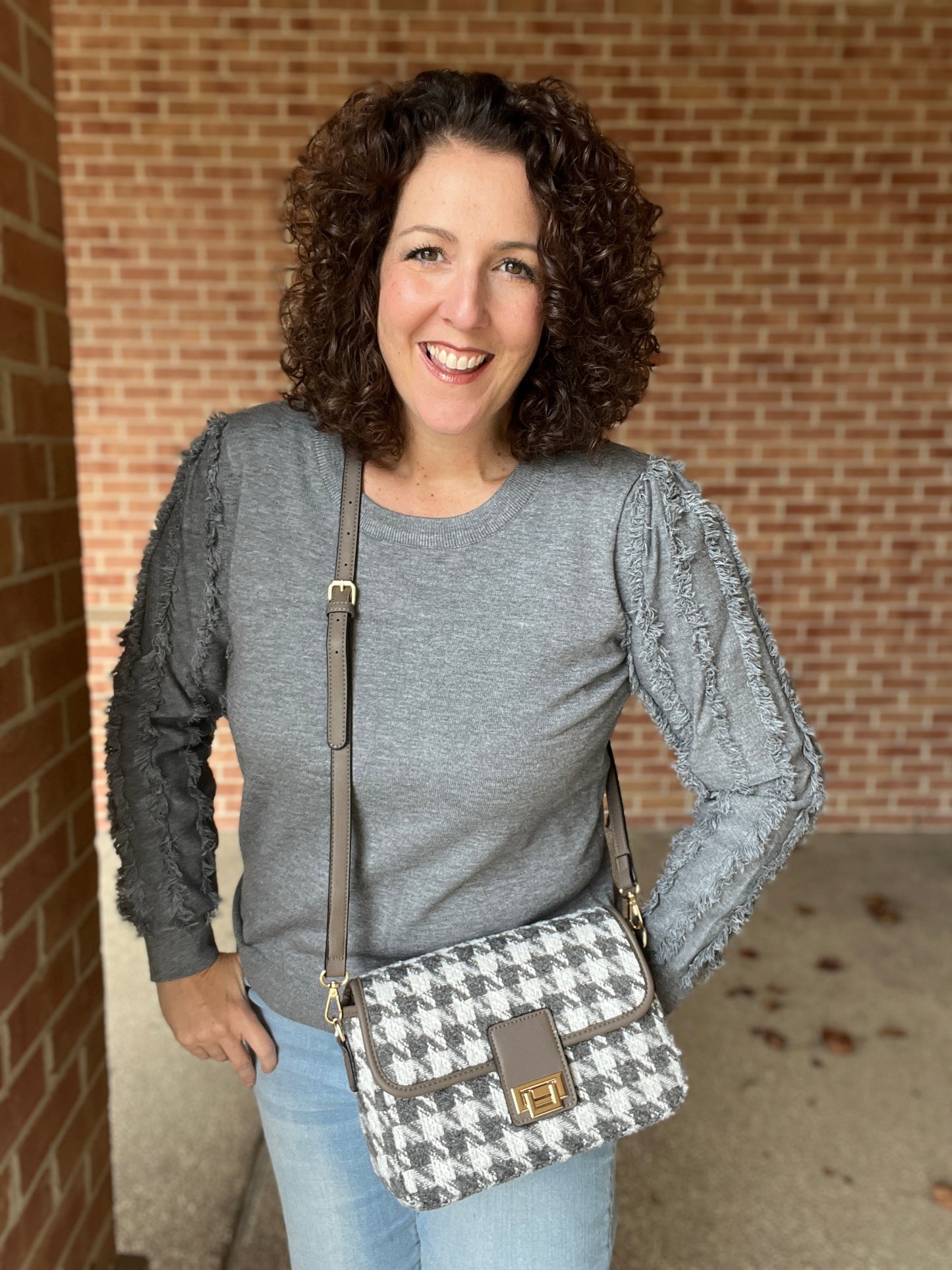 Houndstooth Crossbody Bag