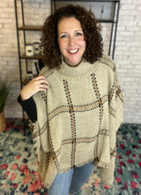 Load image into Gallery viewer, Windowpane Plaid Turtleneck Poncho