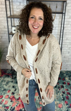 Load image into Gallery viewer, Cable Knit Cardigan with Suede Details