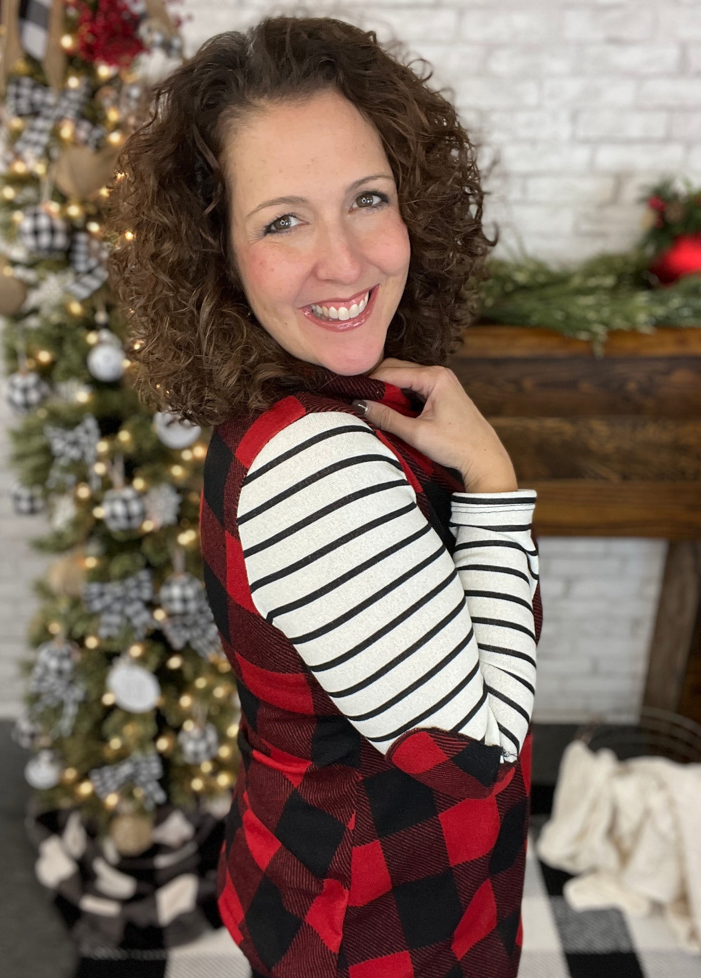 Buffalo Plaid and Stripe Top