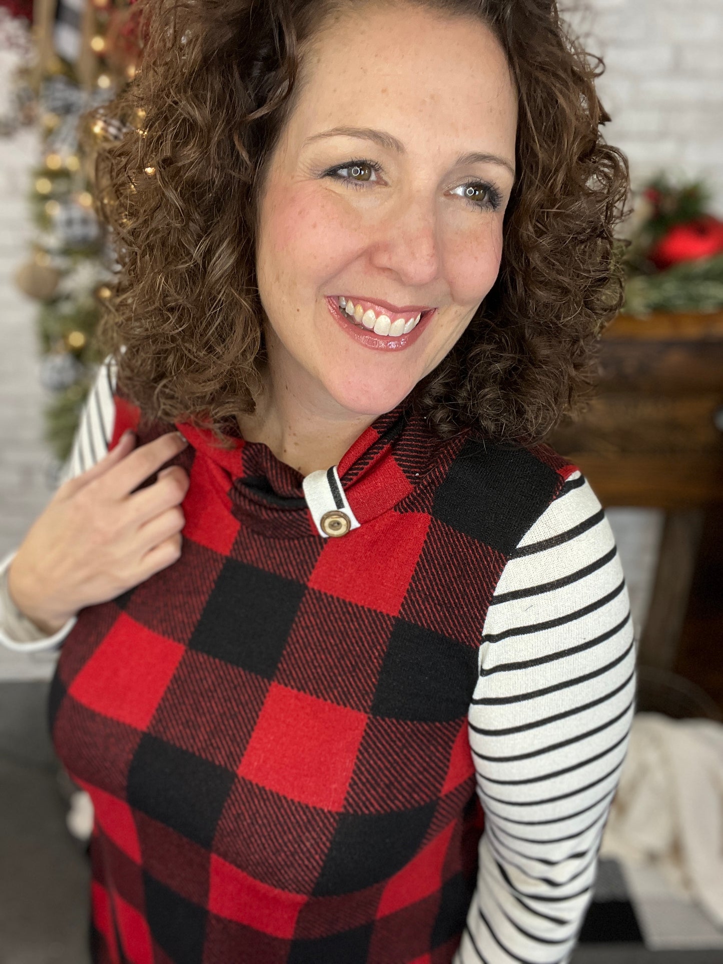 Buffalo Plaid and Stripe Top