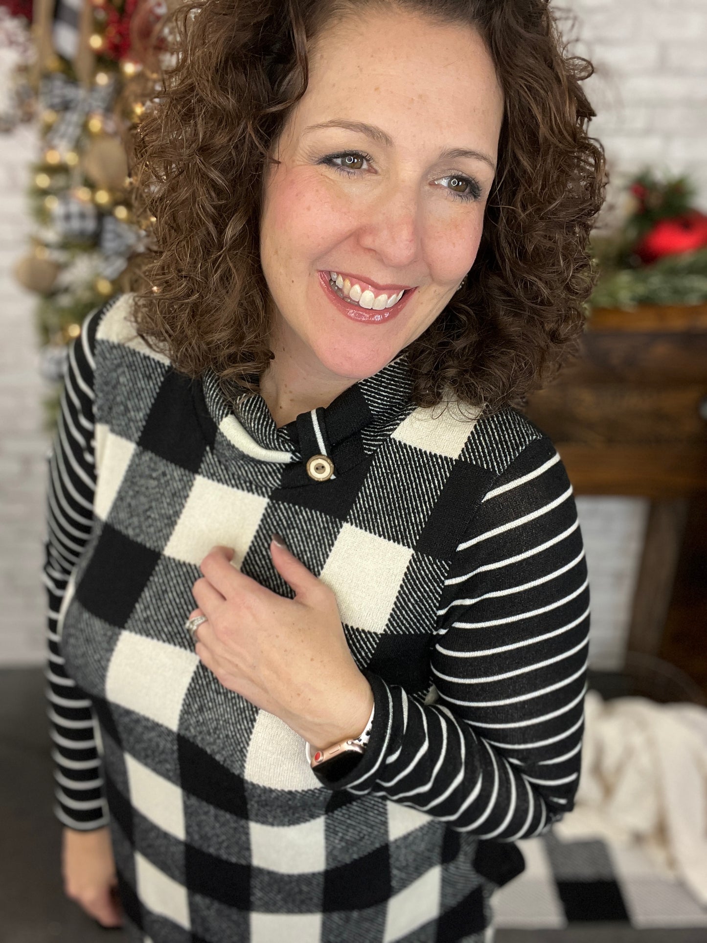 Buffalo Plaid and Stripe Top