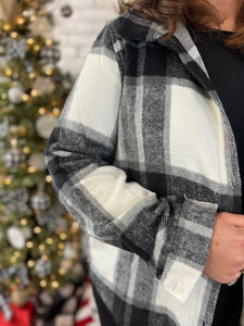 Black and White Curvy Flannel Shacket