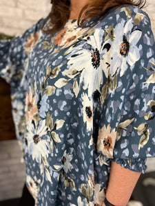 Leopard and Floral Curvy Blouse