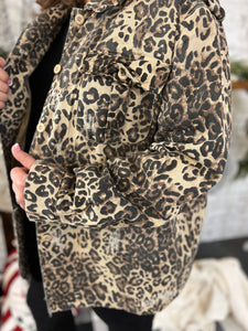 Distressed Curvy Leopard Jacket