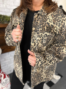 Distressed Curvy Leopard Jacket