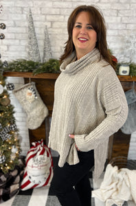 Cozy Ribbed Cowl Neck Tunic