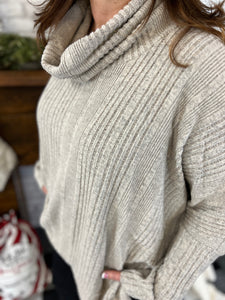 Cozy Ribbed Cowl Neck Tunic