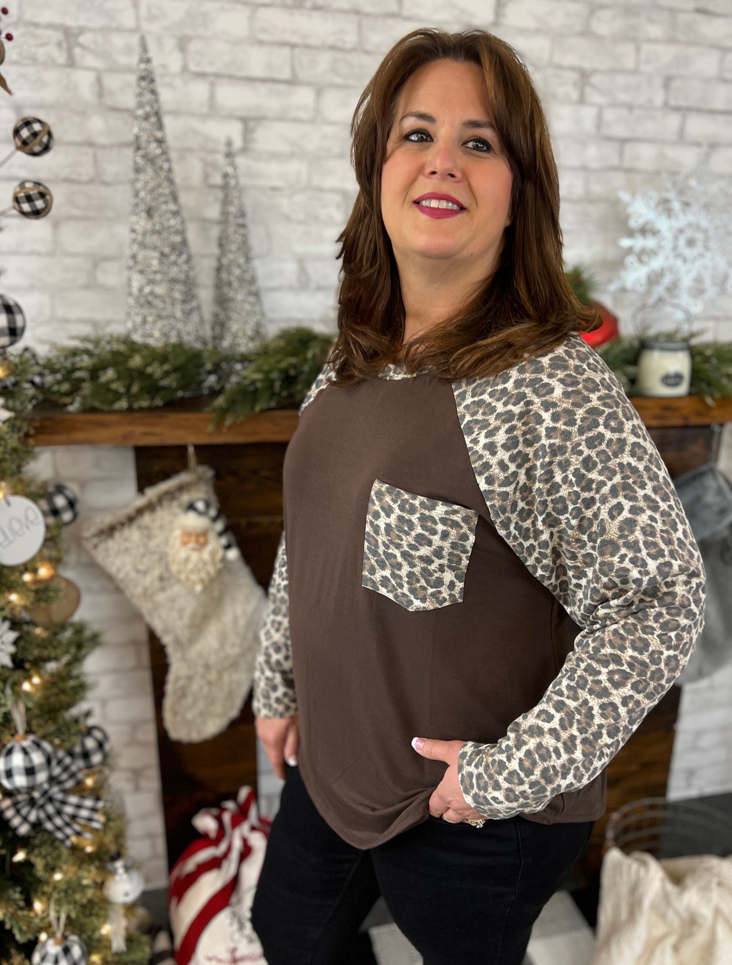 Leopard Raglan Sleeve Top