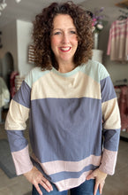Load image into Gallery viewer, Boxy Color Block Pullover - BLUE GREY