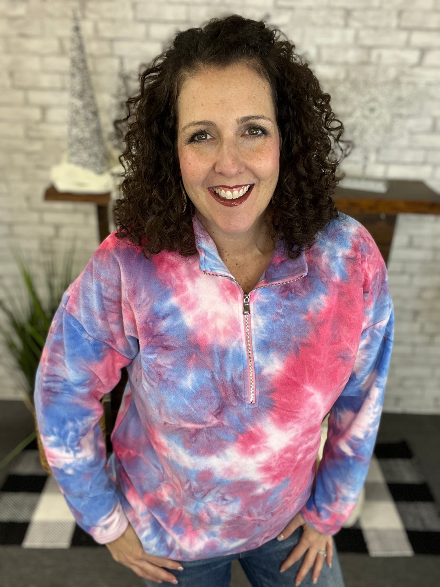 Tie Dye Half Zip Top