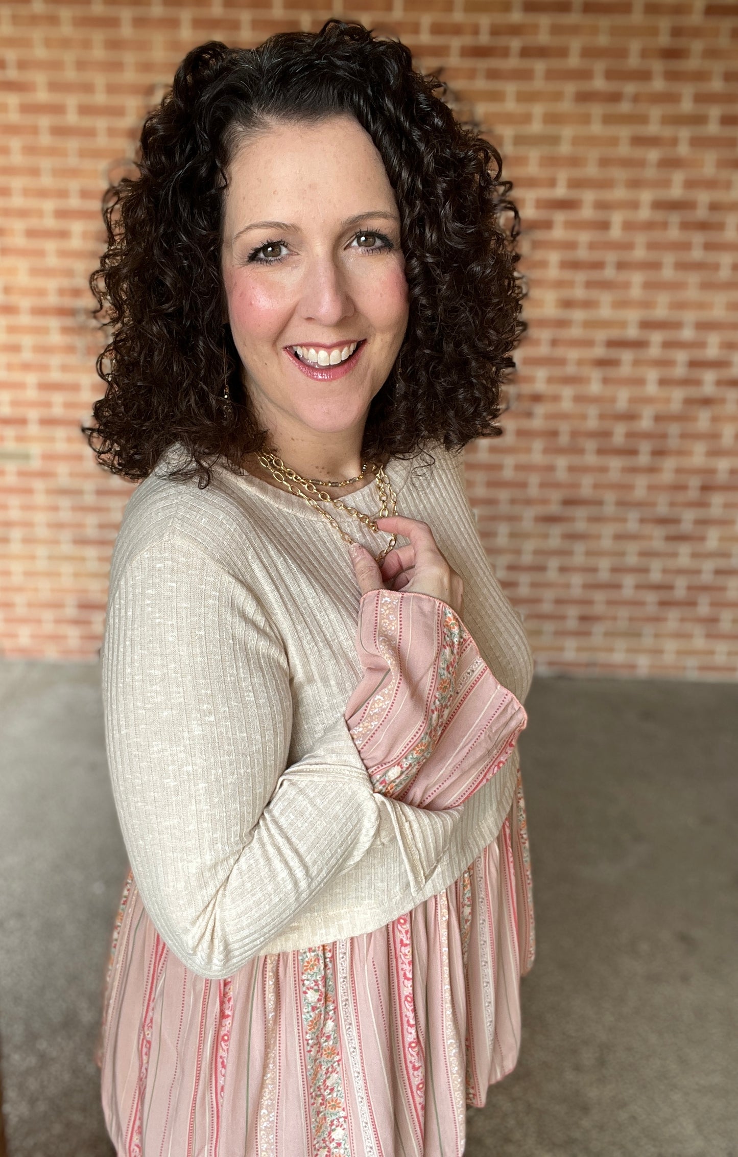 Ribbed Top with Floral Peplum