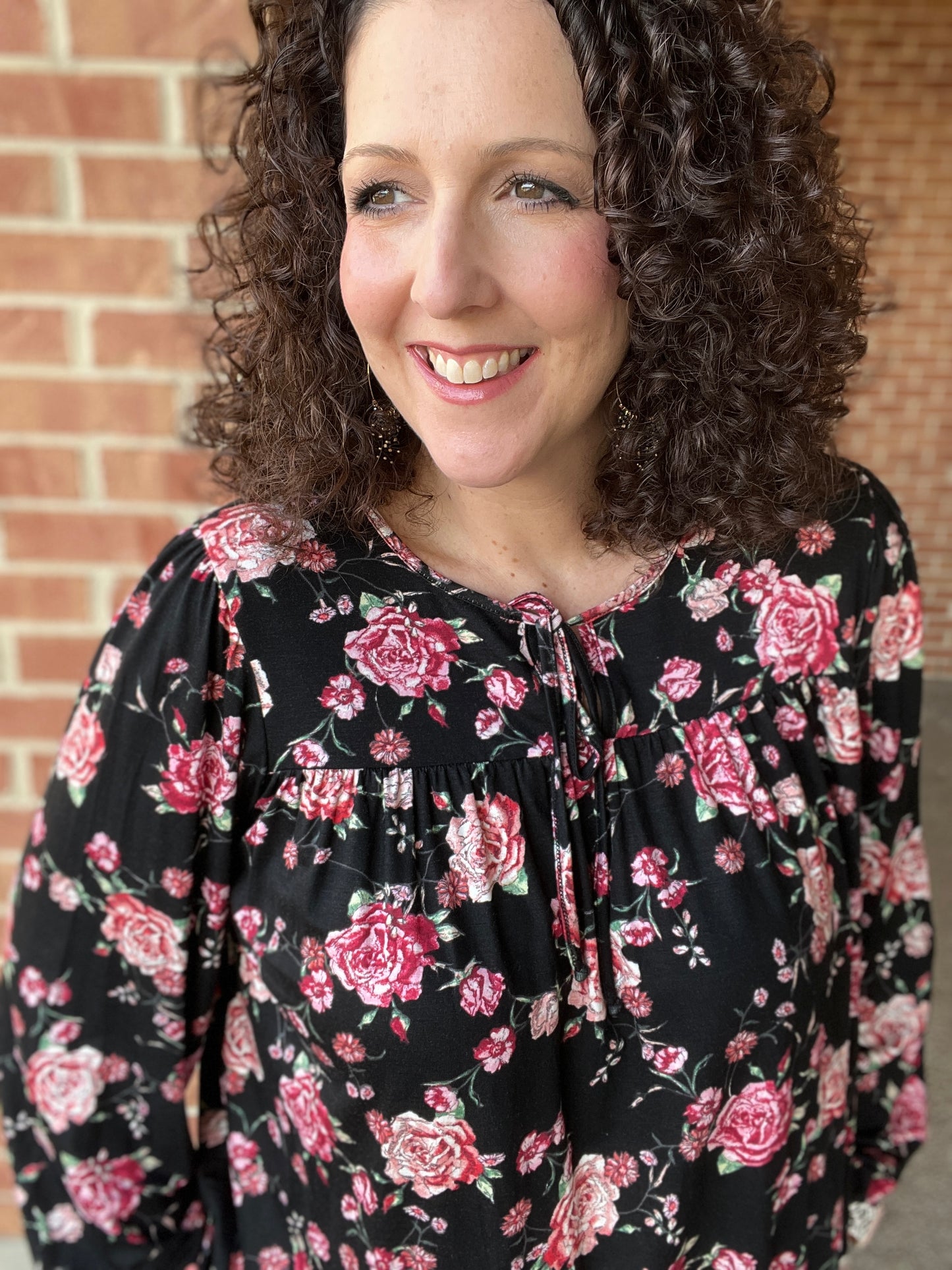 Floral Print Top with Front Tie