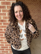 Load image into Gallery viewer, Leopard Faux Fur Bomber Jacket