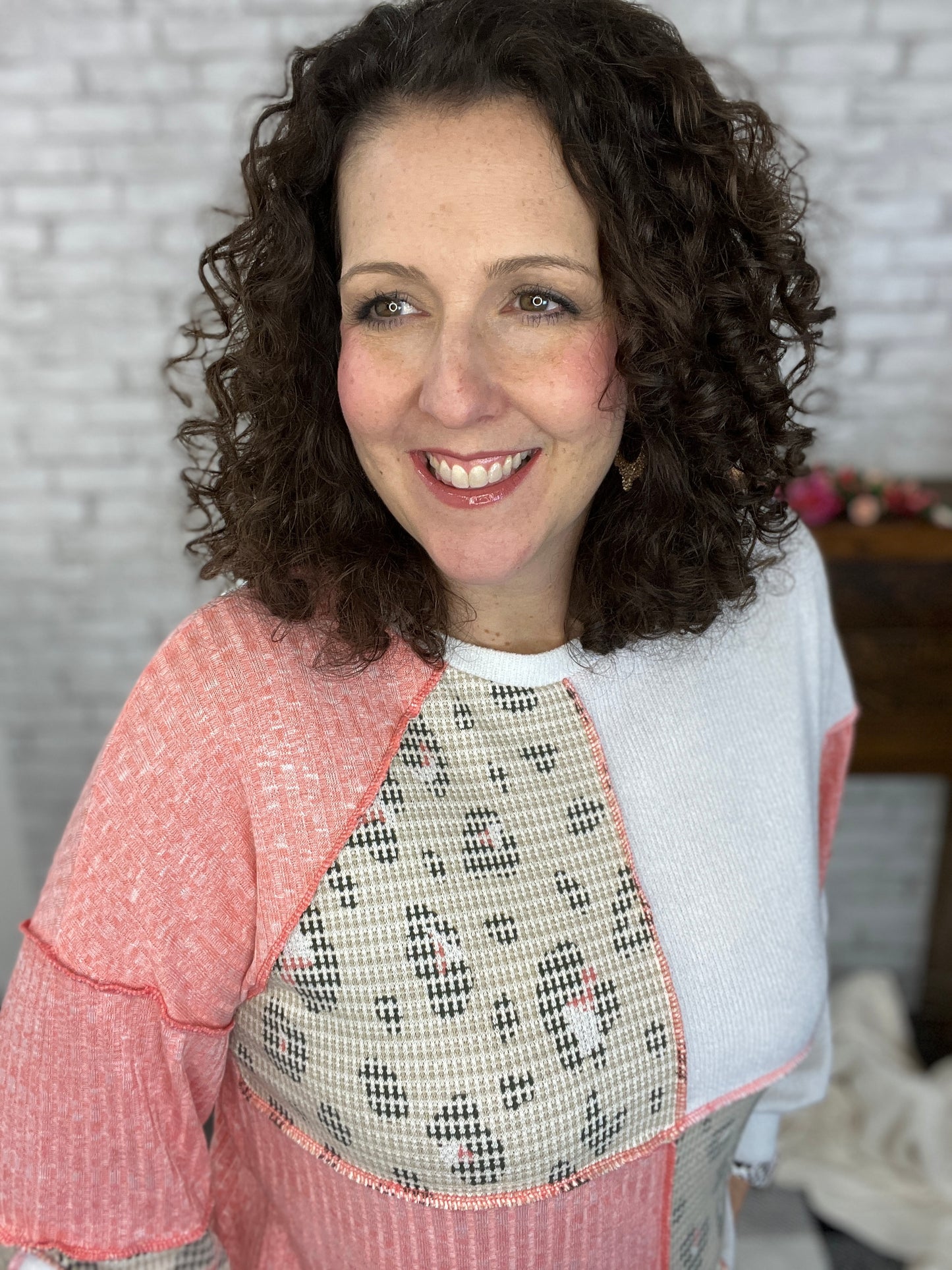 Coral and Leopard Block Top