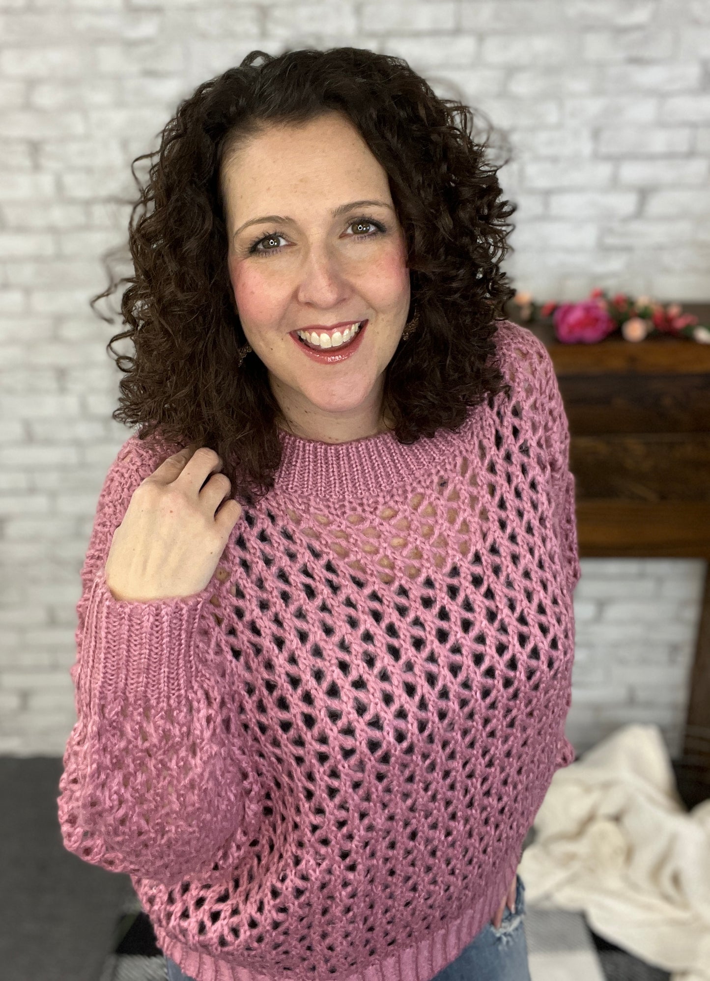 Pinky Open Knit Sweater