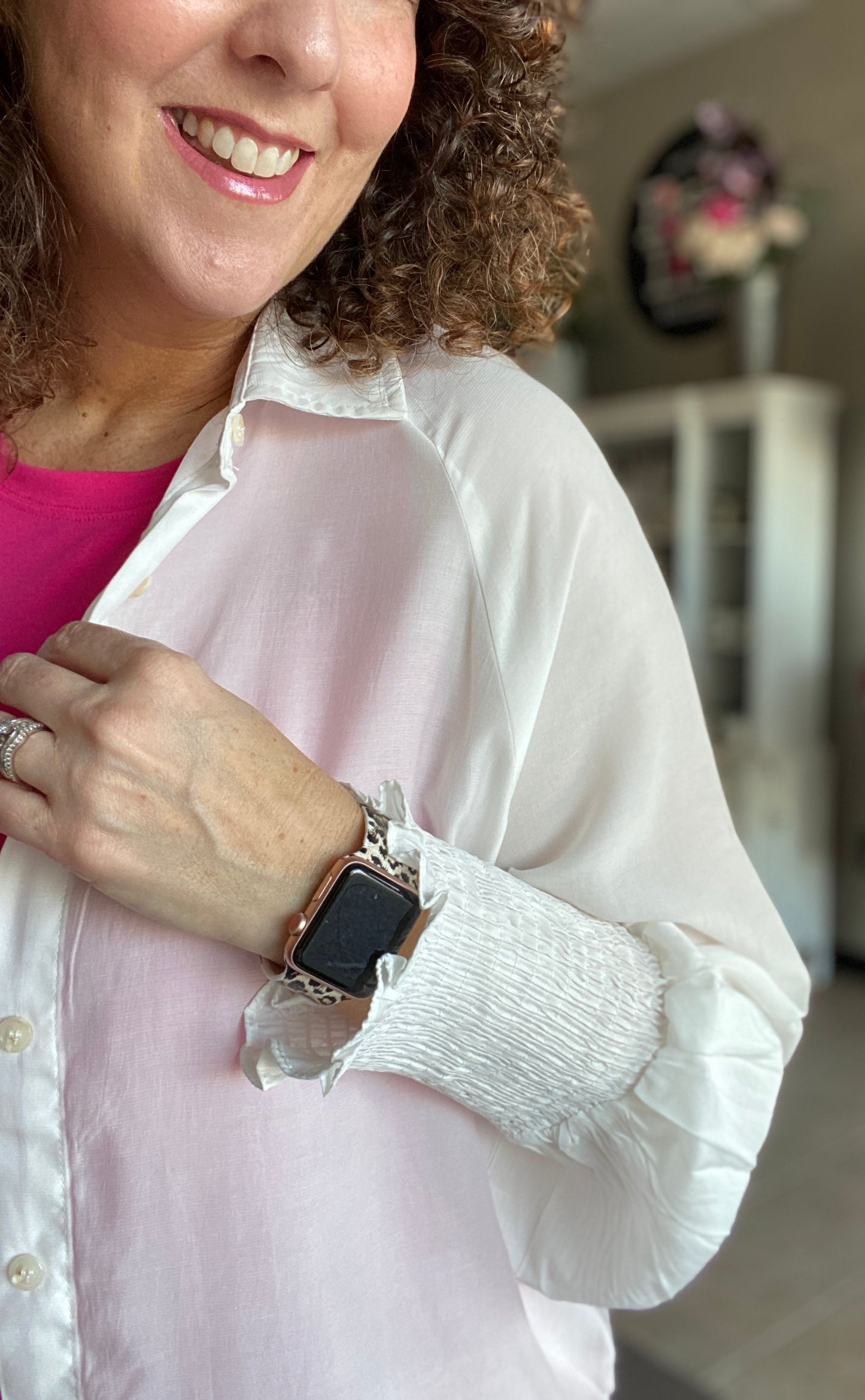 Basic Button Down with Smocked Cuff