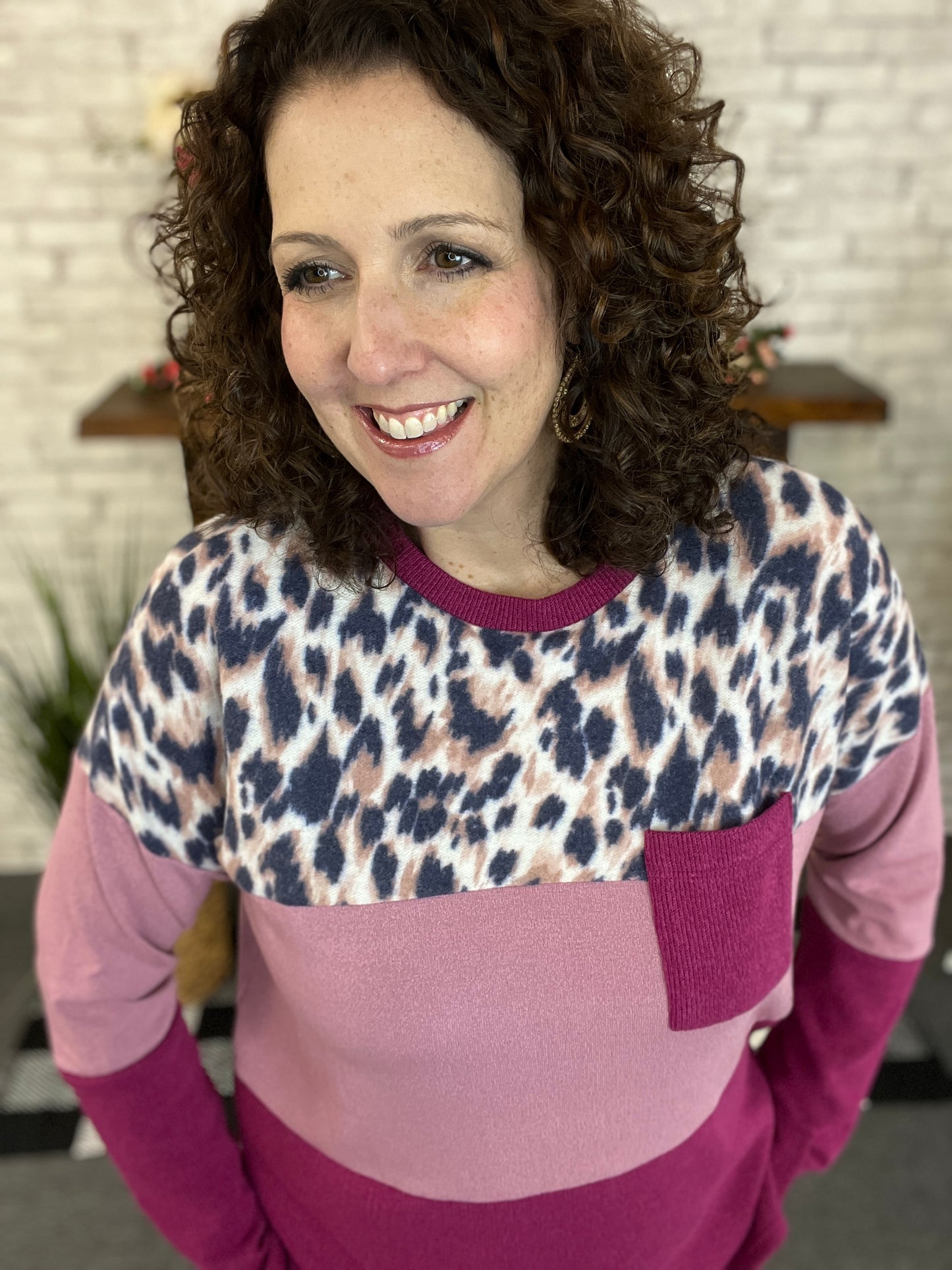 Mixed Pink and Leopard Top