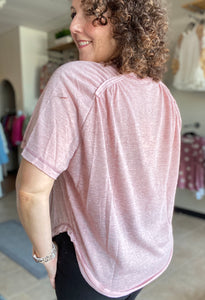 Shirred Back Tee with Pocket