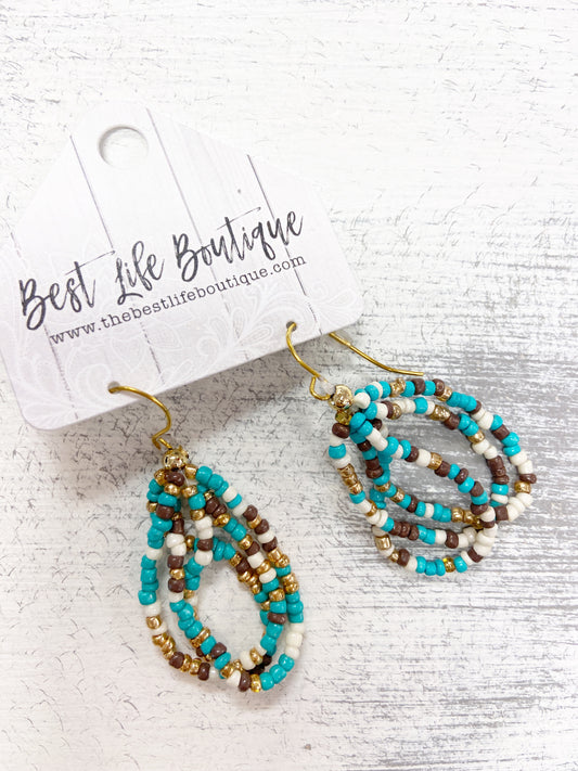 Layered Bead Teardrop Earrings