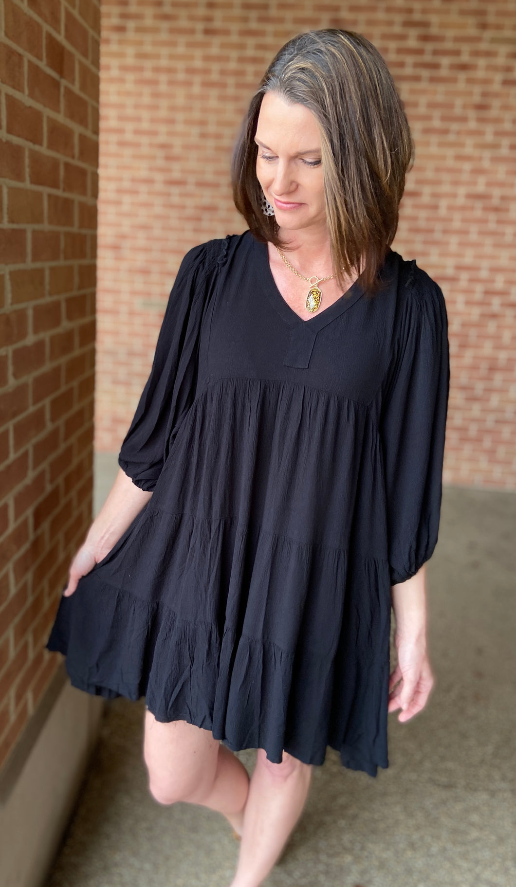 Tiered Dress with Back Tassel Tie