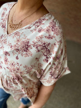 Load image into Gallery viewer, Antique Floral V Neck Curvy Top