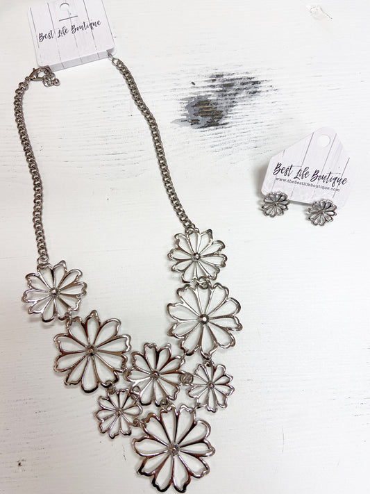 Silver Floral Necklace
