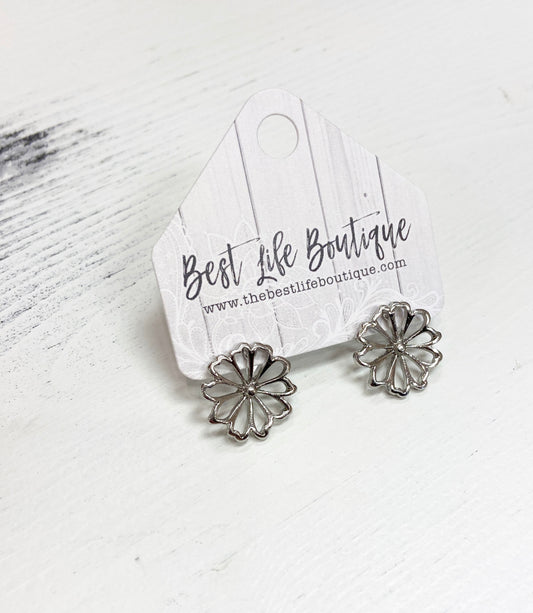 Silver Floral Earrings