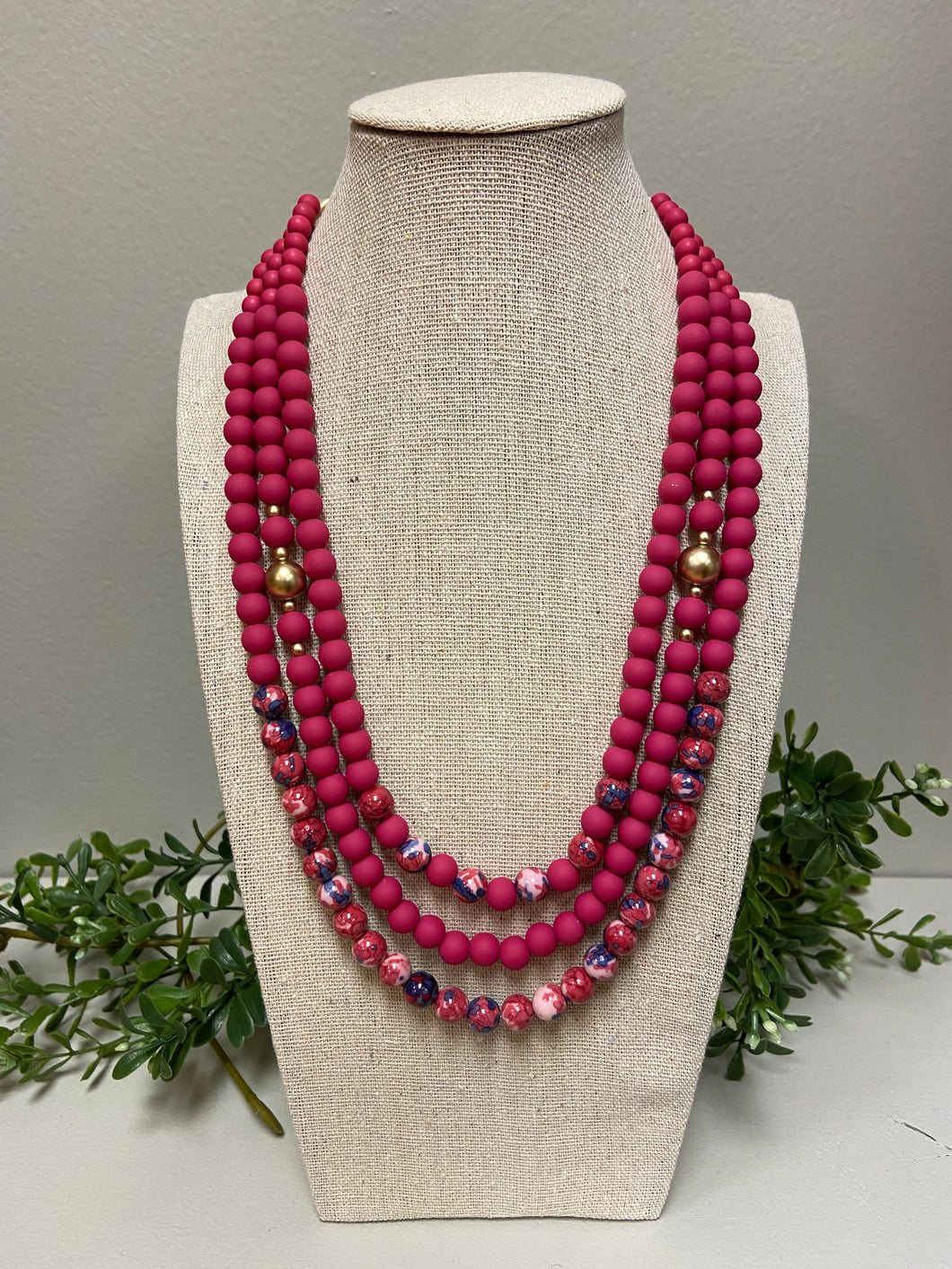 Porcelain and Resin Layered Bead Necklace
