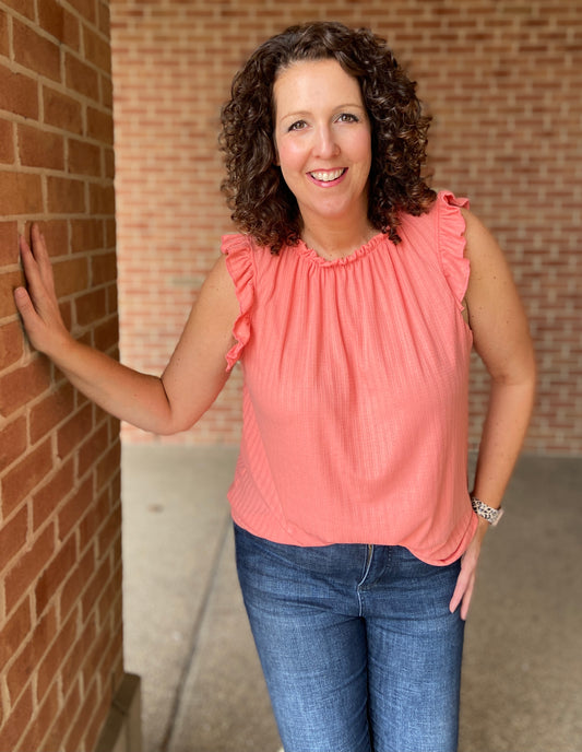 Ruffled Edge Sleeveless Top