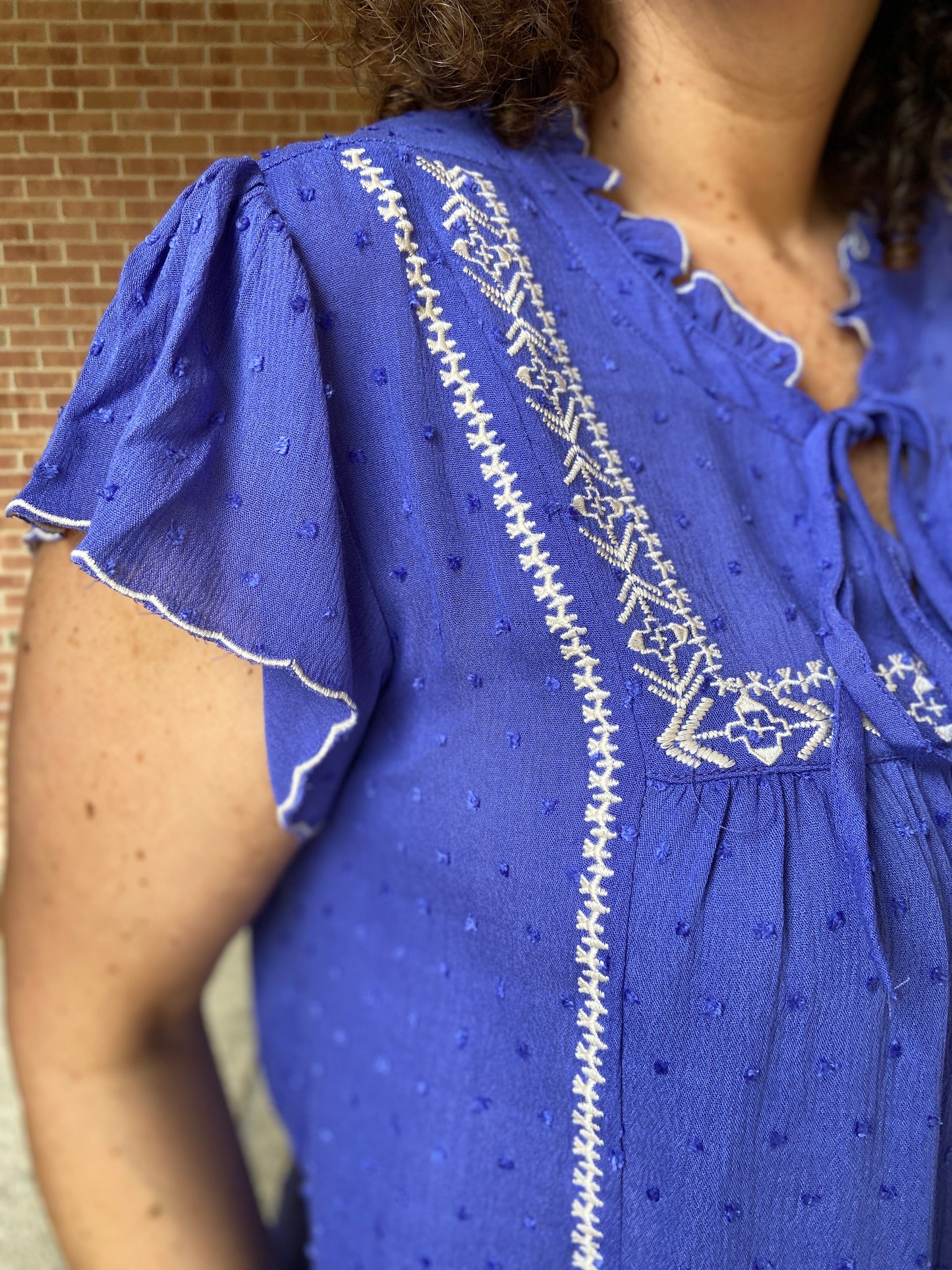 Crinkle Embroidered Top