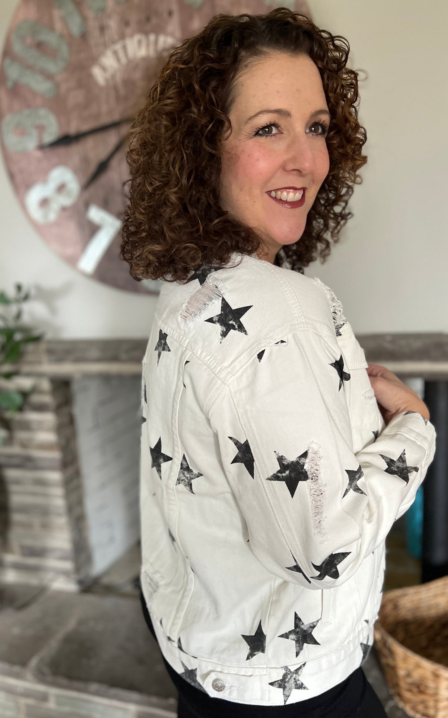 White Denim Jacket with Stars