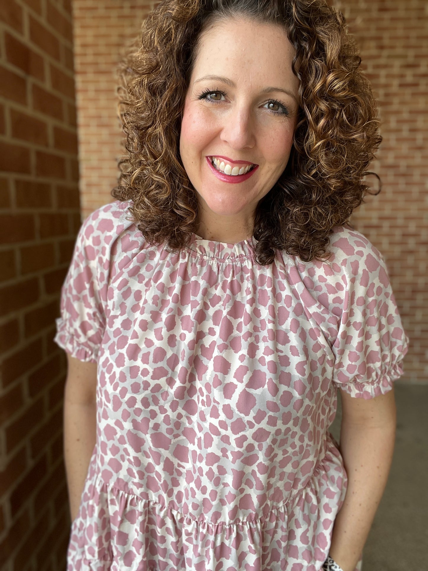 Tiered Pink Animal Print Top