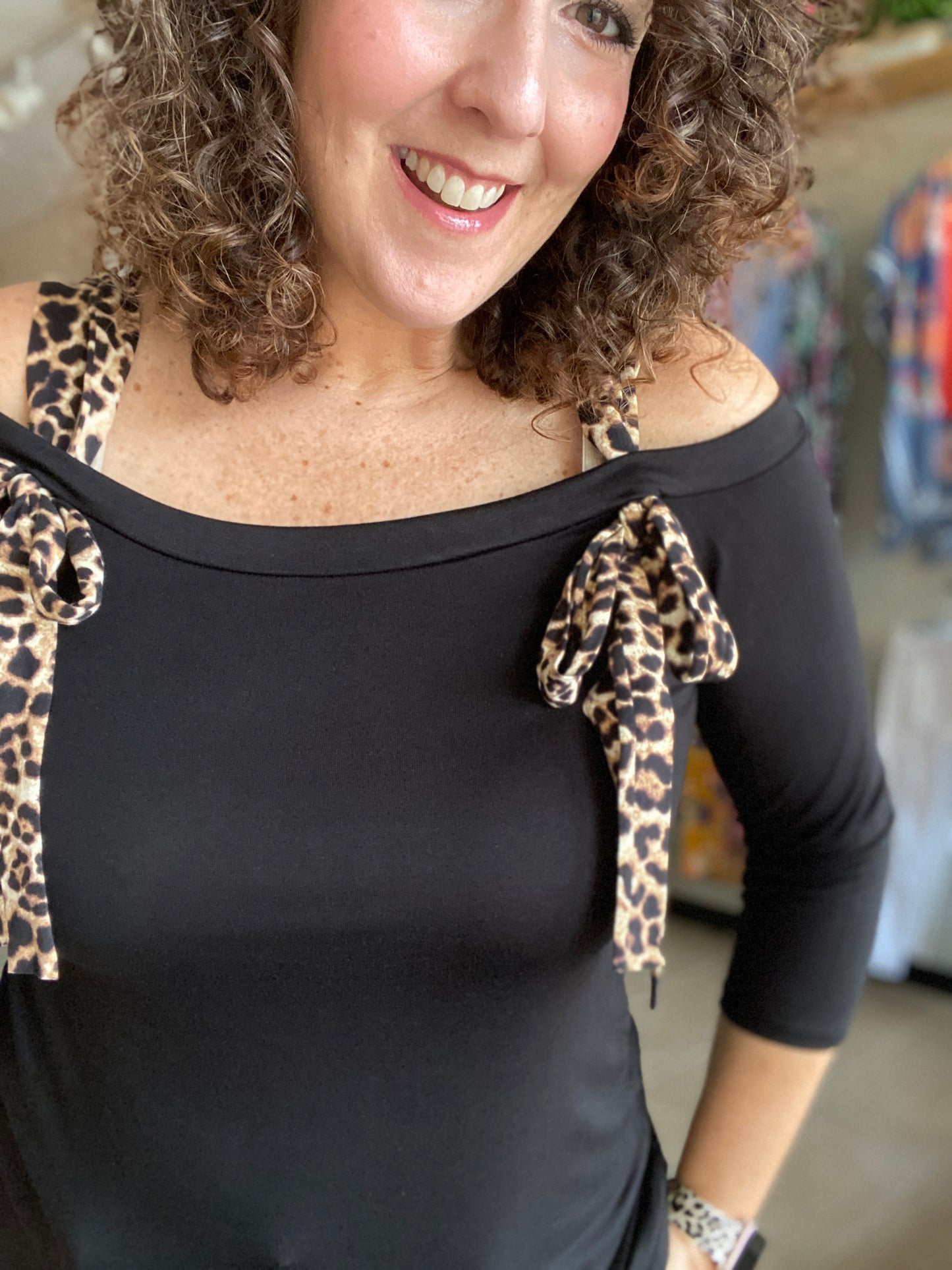 Leopard Tie Strap Top