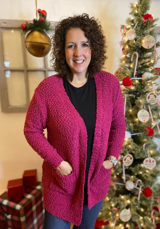 Soft Popcorn Cardigan - MAGENTA