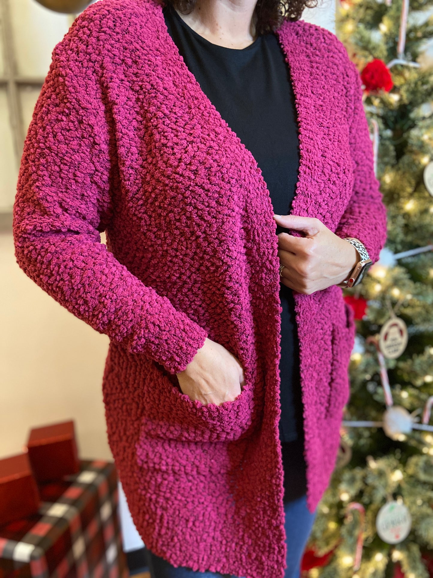 Soft Popcorn Cardigan - MAGENTA