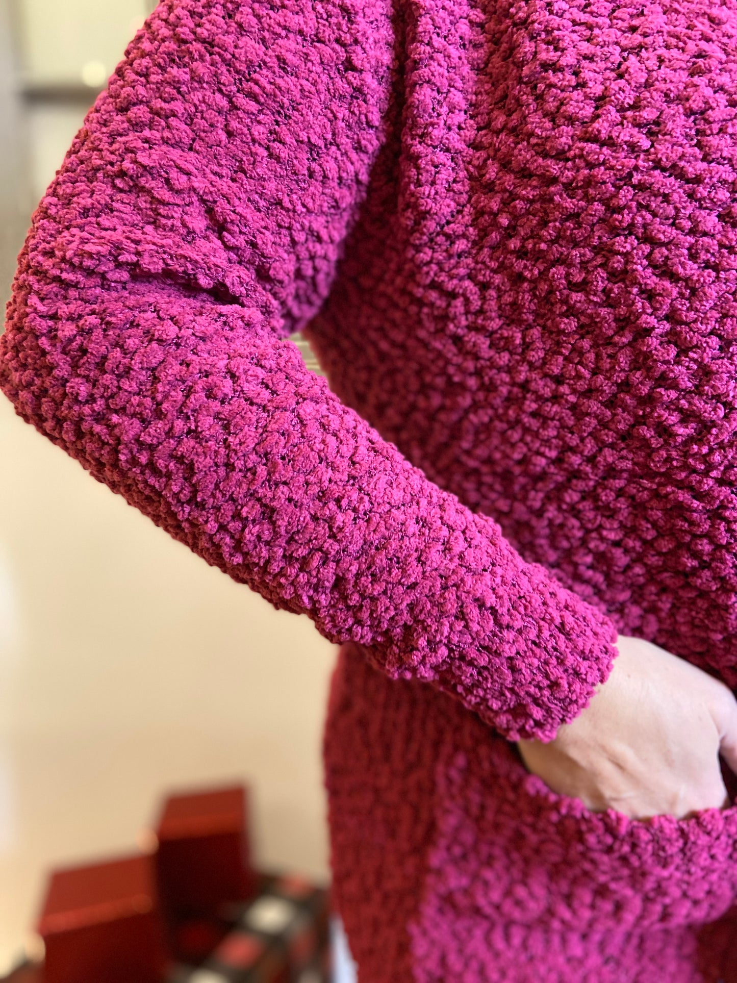 Soft Popcorn Cardigan - MAGENTA