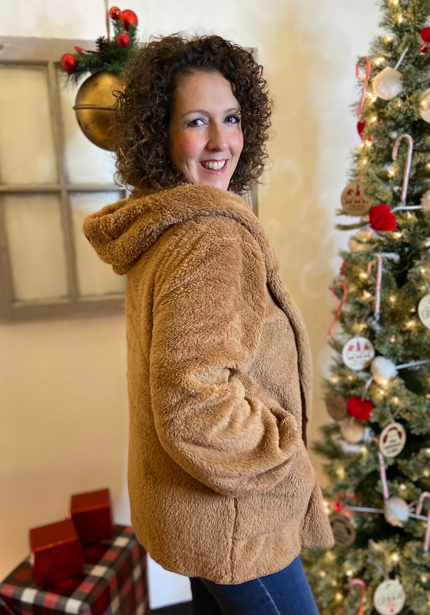 Fuzzy Teddy Coat - DEEP CAMEL