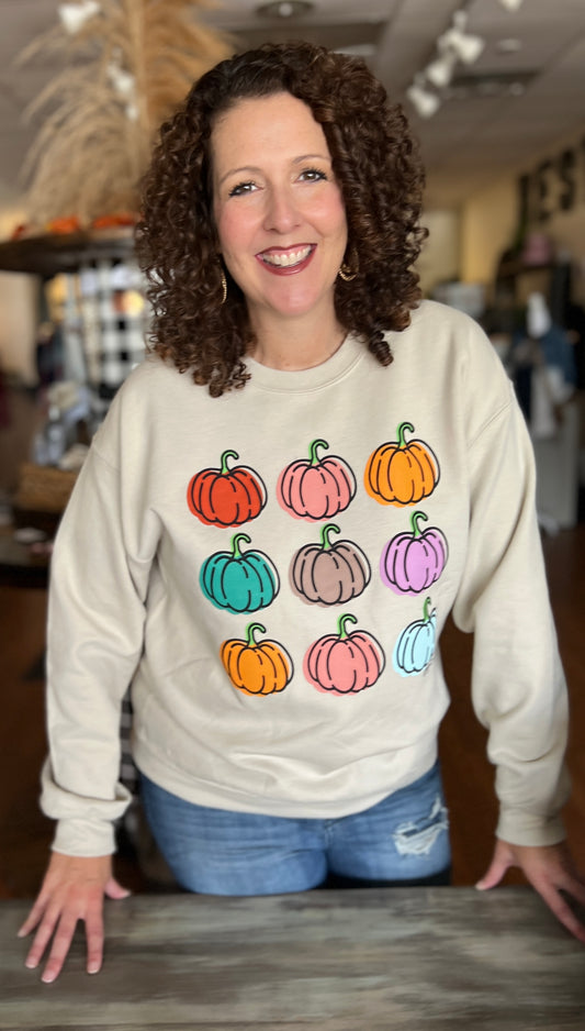 MIXED COLORED PUMPKINS Graphic Sweatshirt