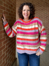 Load image into Gallery viewer, Chenille Striped Sweater - ROSE/CORAL