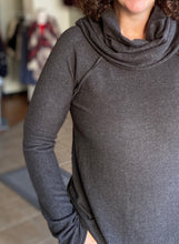 Load image into Gallery viewer, Cozy Brushed Cowl Neck Top - CHARCOAL