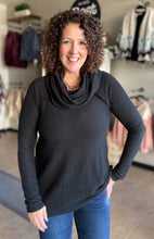 Load image into Gallery viewer, Cozy Brushed Cowl Neck Top - BLACK