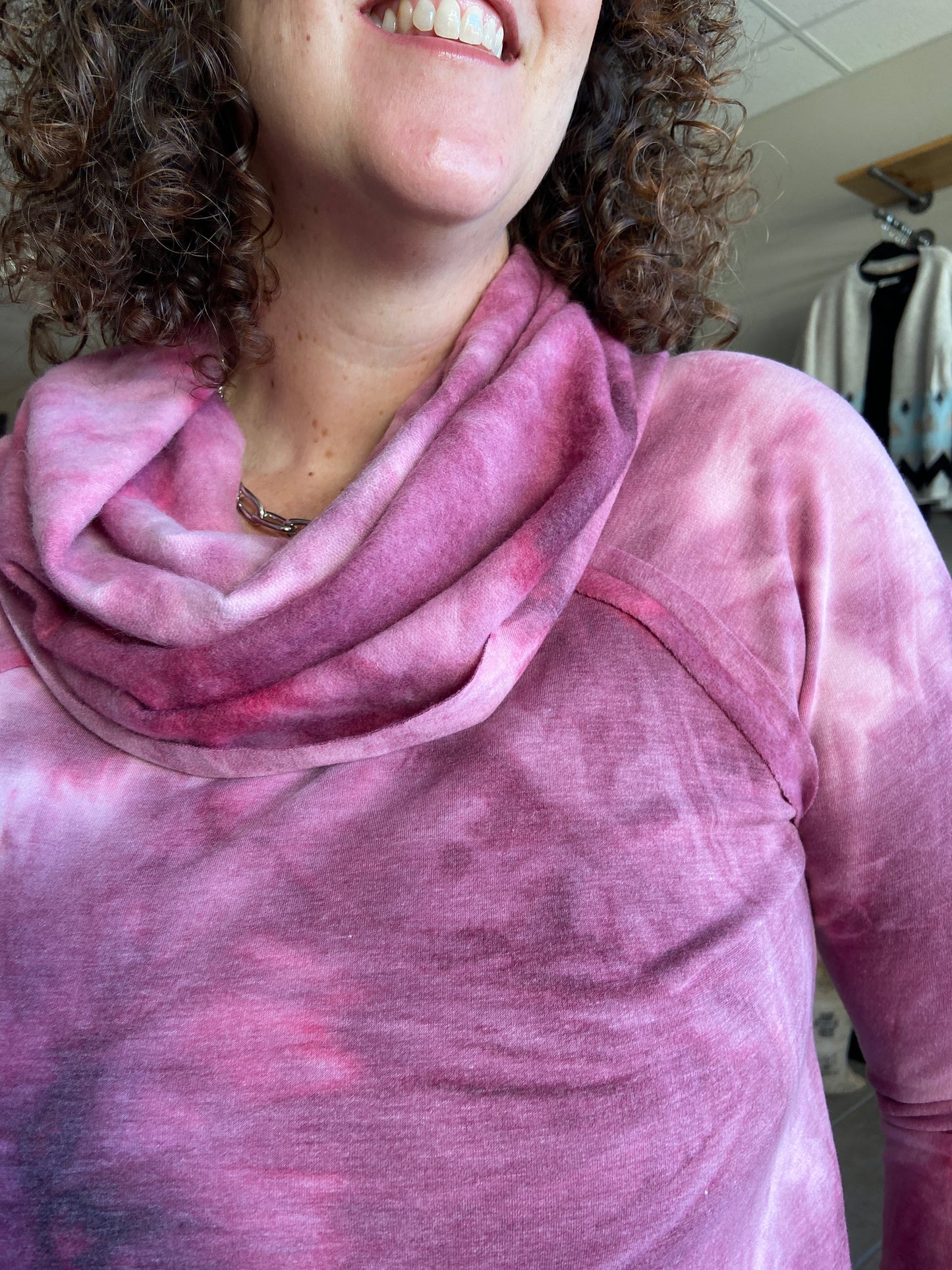 Cozy Tie Dye Cowl Neck Top