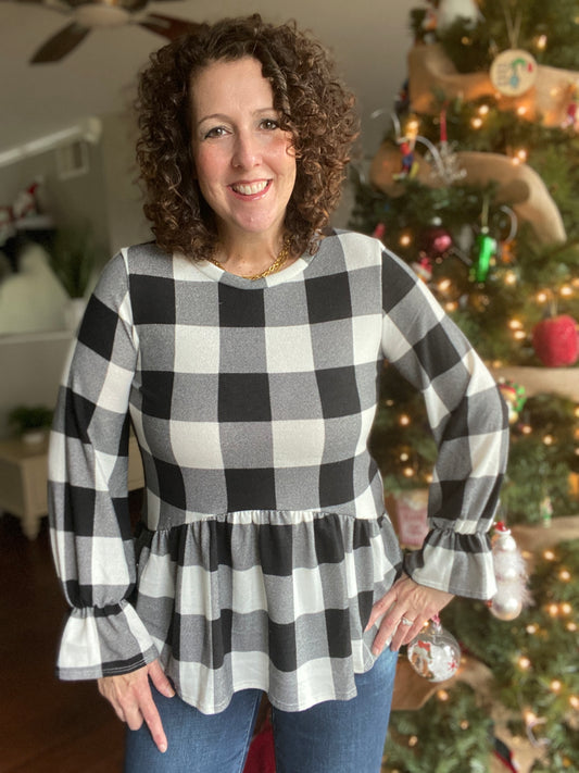 Buffalo Plaid Peplum Top