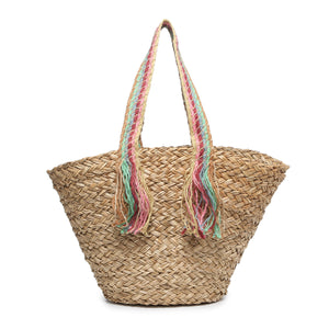 Seagrass Tote with Rainbow Handles