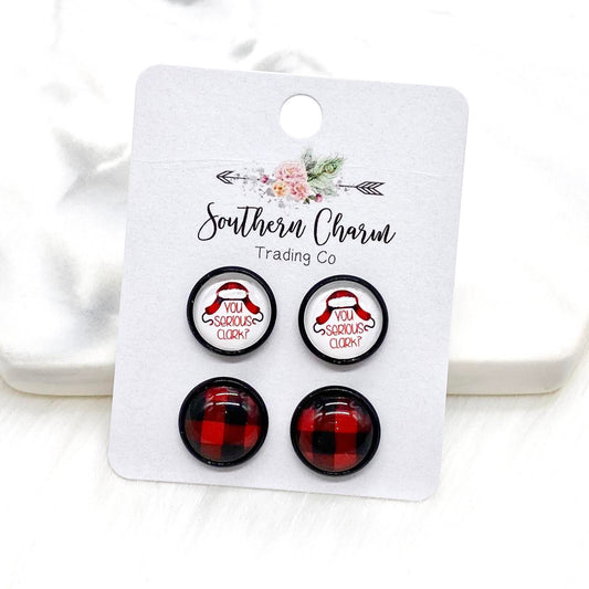 You Serious Clark & Plaid Stud Earrings