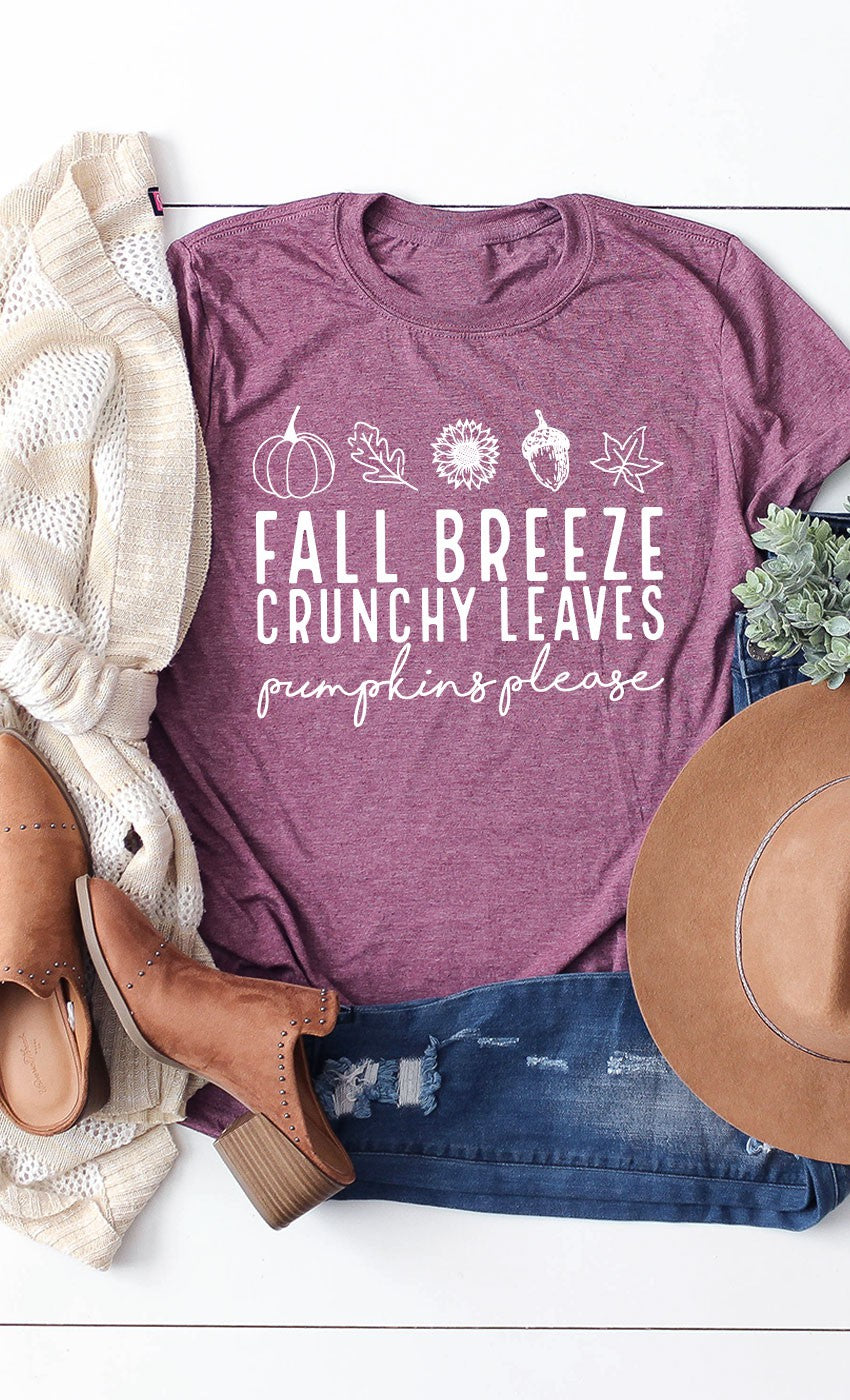 FALL BREEZE CRUNCHY LEAVES Graphic Tee