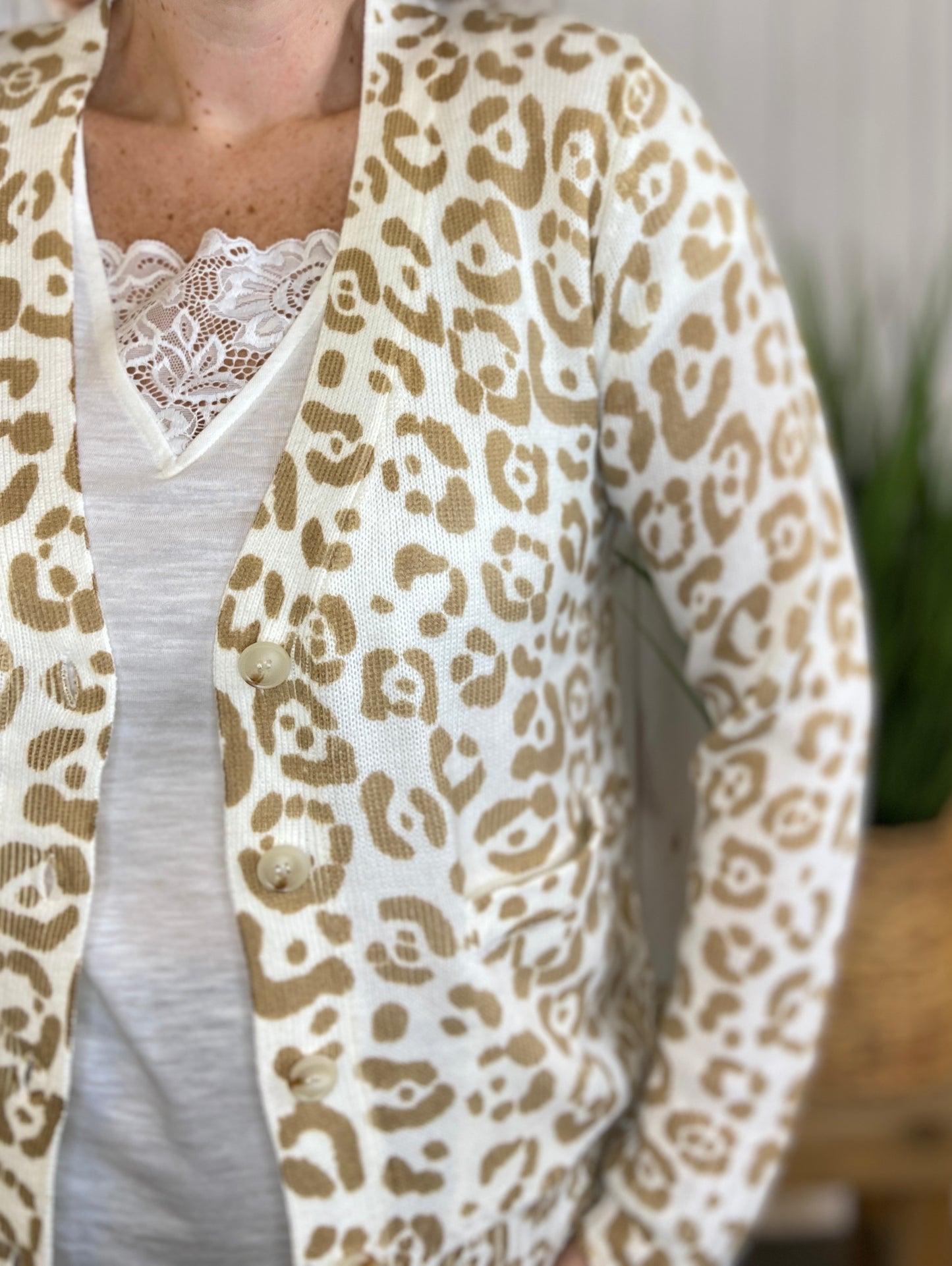 Lightweight Leopard Button Front Cardigan