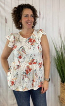 Load image into Gallery viewer, Floral Eyelet Peplum Top
