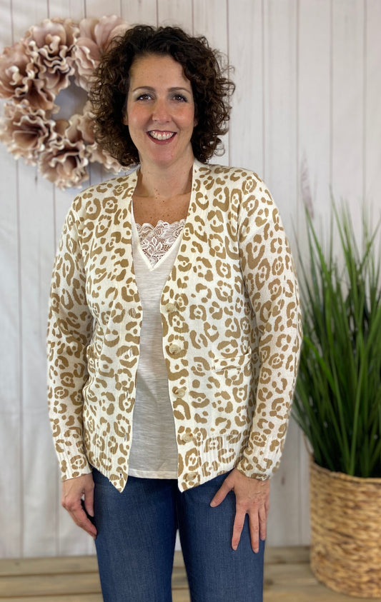 Lightweight Leopard Button Front Cardigan